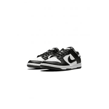 Dunk Low Piele intoarsa - Alb/Negru