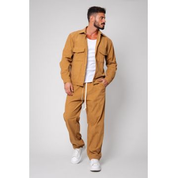 Set Camasa si Pantalon Lung din reiat Beige 14645