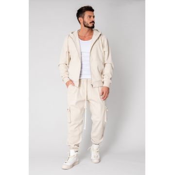 Set Cargo Hanorac si pantalon lung din reiat Beige 15148