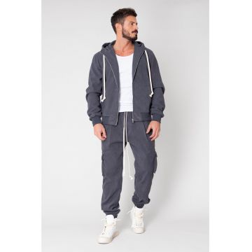 Set Cargo Hanorac si pantalon lung din reiat Grey Anthracite 15142