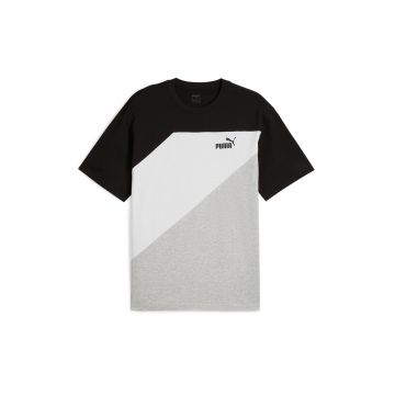 Tricou cu logo discret si model colorblock