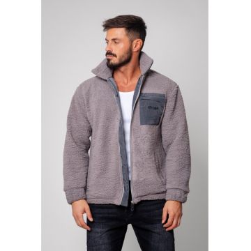 Jacheta plusata cu fermoar Grey 14681