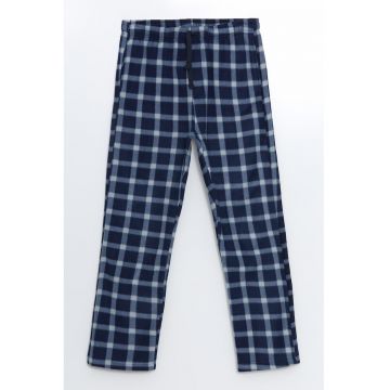 Pantaloni de pijama cu snur de ajustare si model in carouri