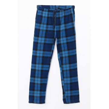 Pantaloni de pijama cu snur de ajustare si model tartan