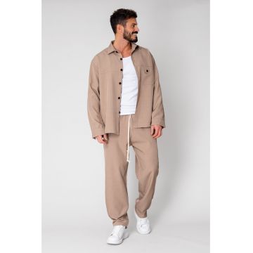 Set camasa si pantalon lung Taupe 15079