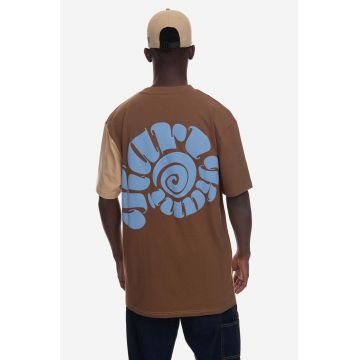 Karl Kani tricou din bumbac Signature Block Tee culoarea maro, modelator 6037512-BROWN