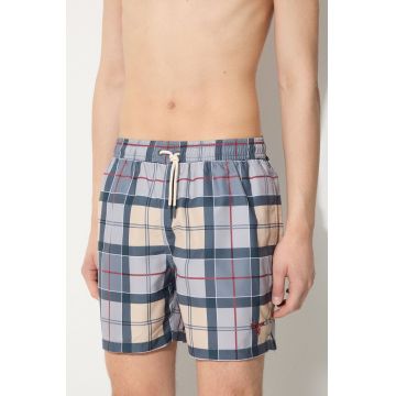 Barbour pantaloni scurti de baie Staple Tartan culoarea bej, MSW0065