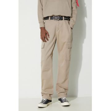 Alpha Industries pantaloni de bumbac Agent Pant culoarea bej, cu fit cargo, 158205