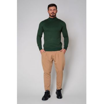 Bluza tricotata cu guler inalt Dark Green 9120