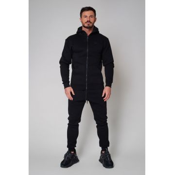 Set Winter Roll hanorac cu fermoar si pantalon conic Black Negru