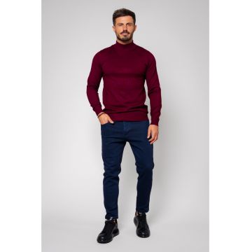 Bluza tricotata cu guler inalt Burgundy 14386