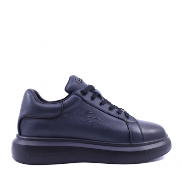 Sneakers bărbați Enzo Bertini bleumarin din piele naturală cu logo embosat 3868BP553BL