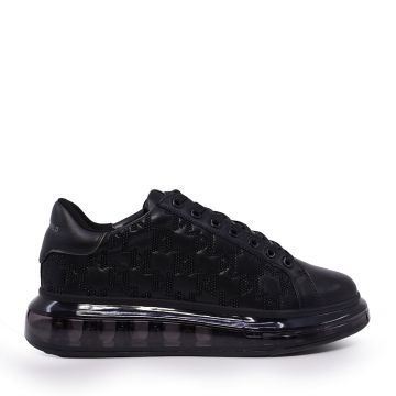 Sneakers bărbați Karl Lagerfeld Kapri Kushion Monogram negri din piele 2057BP52624N