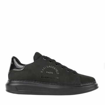 Sneakers bărbați Karl Lagerfeld KAPRI MENS Metal Maison Karl negri din piele nabuck 2059BP52537N