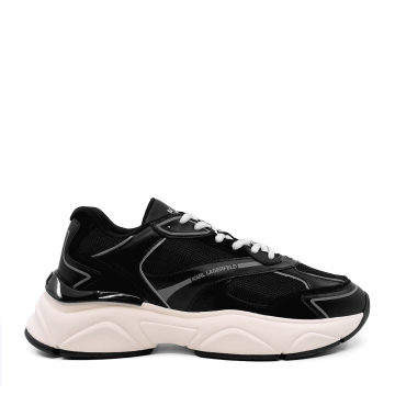 Sneakers bărbați Karl Lagerfeld KOMET Mesh Mix Lo Runner negri din piele 2057BP56524N