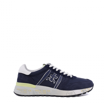 Sneakers bărbați Premiata Lander bleumarin din piele întoarsă și textil 1697BP6634VBL