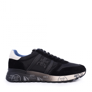 Sneakers bărbați Premiata Lander negri din piele  și textil 1698BP7079N