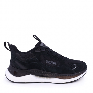 Sneakers bărbați Thezeus negri din piele și textil 3737BPS8133VN