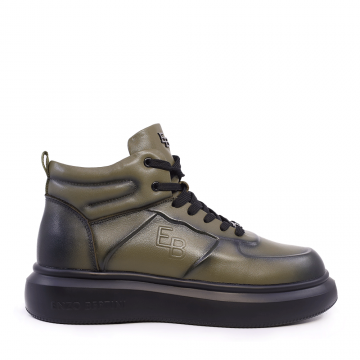 Sneakers high top bărbați Enzo Bertini verzi din piele naturală  3868BG545V