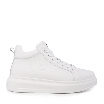 Sneakers high top bărbați Luca di Gioia albi din piele naturală 3918BG152A