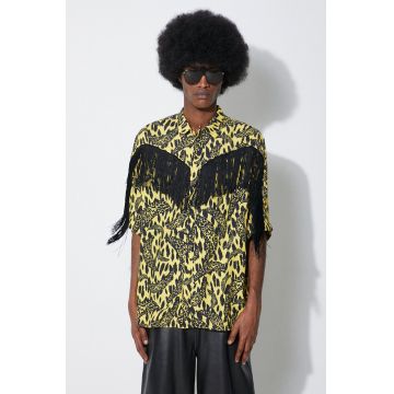 Fiorucci camasa Banimalier Print Fringed Shirt barbati, culoarea galben, regular, M01FPTSH054VI01YW02