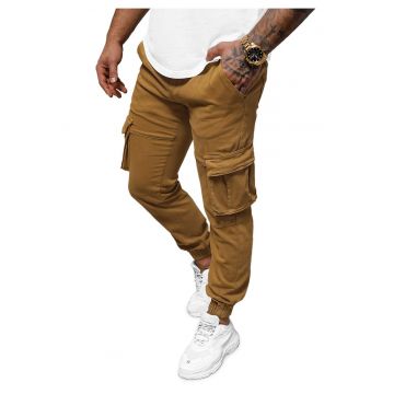 Pantaloni chino jogger pentru barbati camel inchis NB/MP0105KSZ