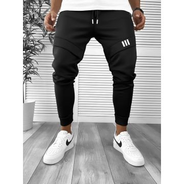 Pantaloni de trening negru conici cu mic defect DEF530 M3-5.1