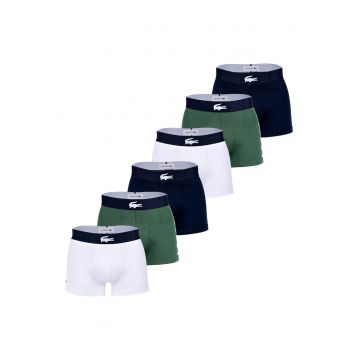 LACOSTE Herren Boxershorts - 6er Pack - Classique Lacoste - Trunks - Big Croc Print - Casual - Cotton Stretch 207095