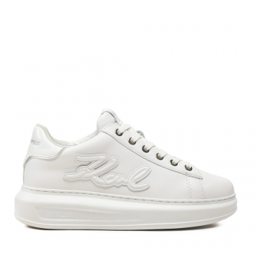 Sneakers bărbați Karl Lagerfeld KAPRI MENS Signia Patch Embro albi din piele 2059BP52511A