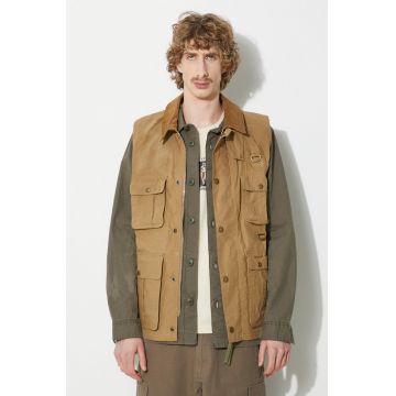 Barbour vesta Modified Transport Vest barbati, culoarea bej, de tranzitie, MGI0246