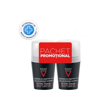 Pachet Homme : Deodorant roll-on pentru barbati cu efect de lunga durata Control Extrem 72h - 2x50 ml