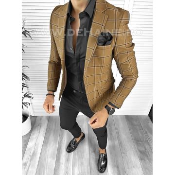 Sacou barbati slim fit in carouri B8314 8-4