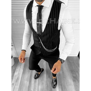 Vesta barbati eleganta slim fit neagra B8095