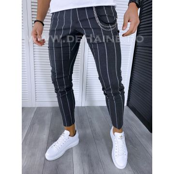 Pantaloni barbati casual regular fit gri in dungi B1301 106