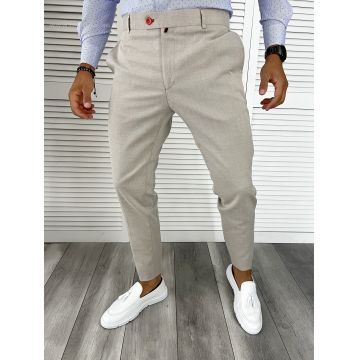 Pantaloni barbati eleganti bej cu mic defect DEF552 D2-5.3