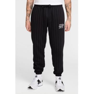 Pantaloni de trening cu snur de ajustare si model cu dungi discrete