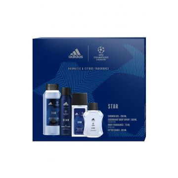 Set cadou  Uefa Star: After shave - 100 ml + Deodorant natural spray - 75 ml + Dedorant - 150 ml + Gel de dus - 250 ml