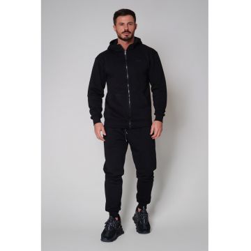 Set Roll hanorac cu fermoar si pantalon conic Black 8918