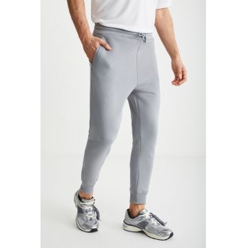 Pantaloni de trening cu talie medie si snur