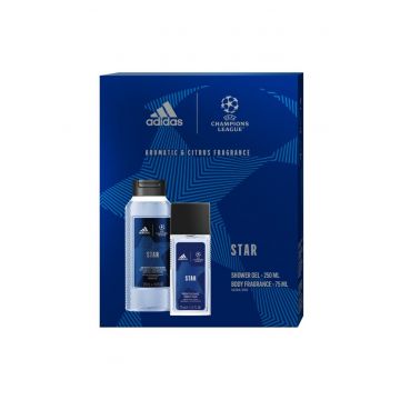 Set Cadou  Uefa Star: Deodorant Natural Spray - 75 ml + Gel de dus - 250 ml