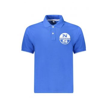 Tricou polo barbati - cu imprimeu cu logo - Regular fit -  Albastru deschis