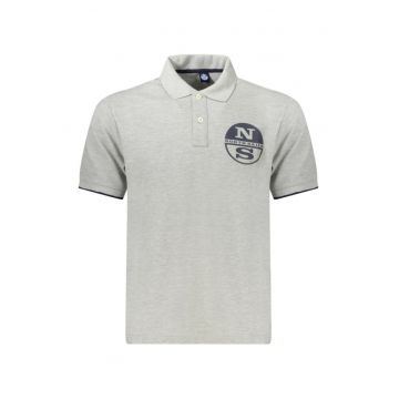 Tricou polo barbati - cu imprimeu cu logo - Regular fit -  Gri deschis