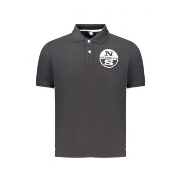 Tricou polo barbati - cu imprimeu cu logo - Regular fit -  Negru