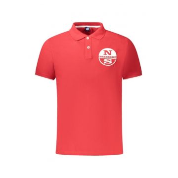 Tricou polo barbati - cu imprimeu cu logo - Regular fit -  Rosu