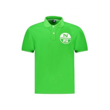 Tricou polo barbati - cu imprimeu cu logo - Regular fit -  Verde deschis