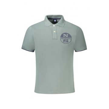 Tricou polo barbati - cu imprimeu cu logo - Regular fit -  Verde inchis