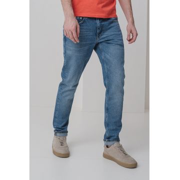 Blugi slim fit cu aspect decolorat