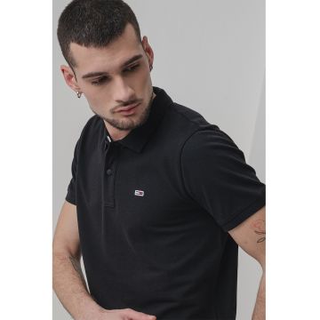 Tricou polo slim fit din material pique