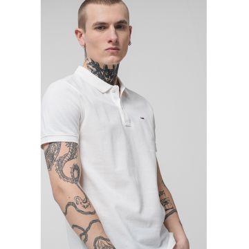 Tricou polo slim fit din material pique