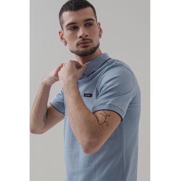 Tricou polo slim fit din material pique